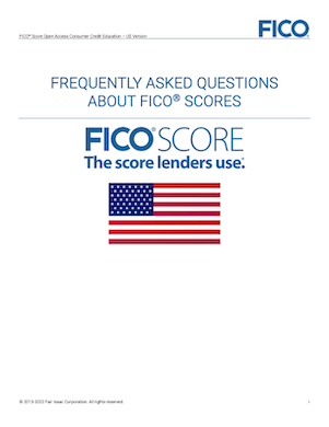 Cover page of FAQs about FICO Scores PDF