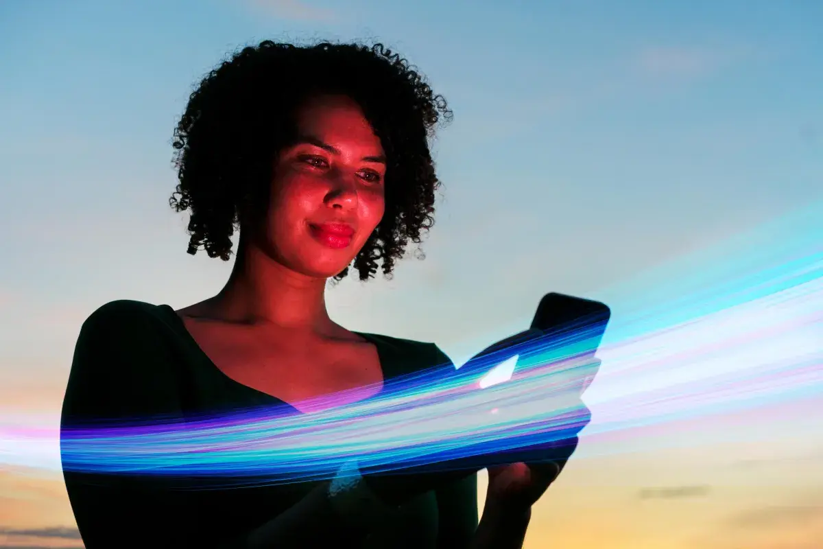 Woman staring at phone Woman staring at phone