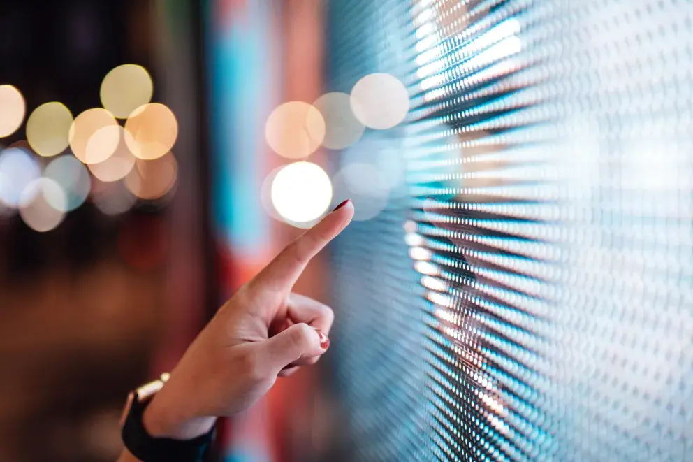 Finger touching LED display Finger touching LED display